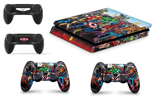 giZmoZ n gadgetZ Skin Adhesivo de Vinilo de Marvel de GNG para la Consola PS4 Slim + Set de 2 Skins para los Controladores