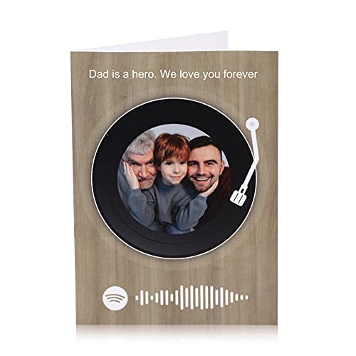 Glooraca Tarjeta de Código de Spotify Personalizada Para Escanear Canciones Música Fotos de Música Escaneable Tarjeta de Madera Grabada Ecológica Cumpleaños Card