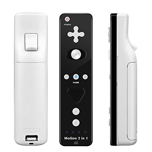 GN-010RN DB Unique Design Built-in Motion Plus Wireless Remote and Nunchuck Controller with Silicone Case & Wrist Strap for Nintendo Wii and Wii U (Design-B Black)