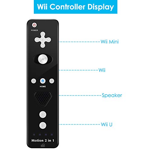 GN-010RN DB Unique Design Built-in Motion Plus Wireless Remote and Nunchuck Controller with Silicone Case & Wrist Strap for Nintendo Wii and Wii U (Design-B Black)