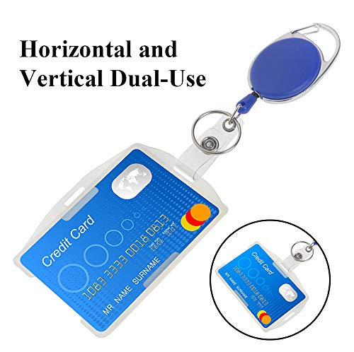 GOGO 2 Piezas Llavero Retráctil de Alta con Funda para Tarjeta, Clips Carrete Llavero Mosquetón Retráctil Plástico 2 Lados