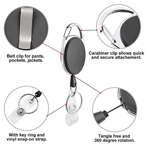 GOGO 2 Piezas Llavero Retráctil de Alta con Funda para Tarjeta, Clips Carrete Llavero Mosquetón Retráctil Plástico 2 Lados