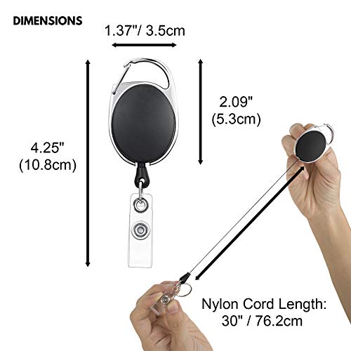GOGO 2 Piezas Llavero Retráctil de Alta con Funda para Tarjeta, Clips Carrete Llavero Mosquetón Retráctil Plástico 2 Lados