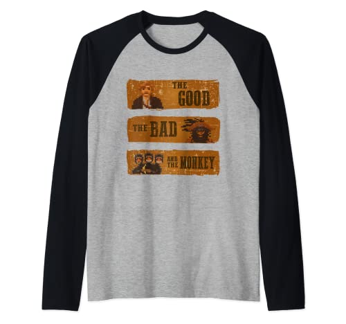 good bad monkey videogame western island tshirt geek Camiseta Manga Raglan