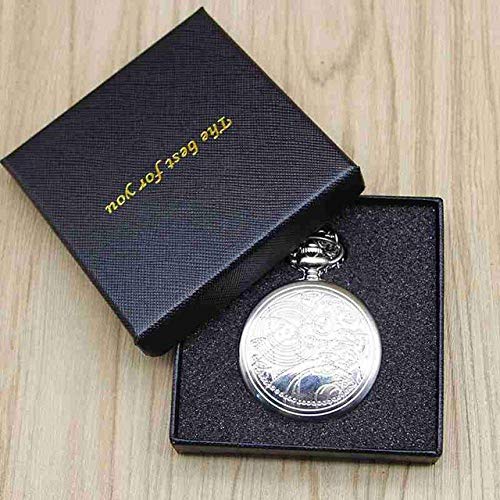 GYCS Reloj de Bolsillo con Cadena Vintage, Bronce Plateado Doctor Who Cuarzo Números Romanos Reloj de Bolsillo Collar de Regalo Colgante Steam Punk Conjuntos de Relojes con Cadena