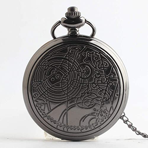 GYCS Reloj de Bolsillo de Cadena Vintage, Bronce Doctor Who Cuarzo Números Romanos Reloj de Bolsillo Collar de Regalo Colgante Steam Punk Conjuntos de Relojes con Cadena