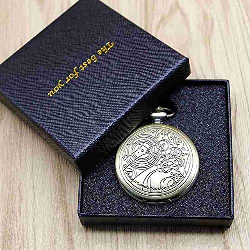 GYCS Reloj de Bolsillo de Cadena Vintage, Bronce Doctor Who Cuarzo Números Romanos Reloj de Bolsillo Collar de Regalo Colgante Steam Punk Conjuntos de Relojes con Cadena