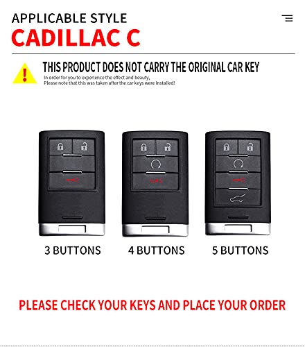 Hacreyatu Llavero protector de la cubierta del llavero de la aleación del cinc de 3 4 5 botones para Cadillac SLS XTS SRX CTS (metal del arma, 5 botones)
