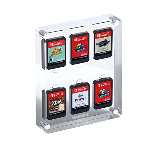 Hagibis Estuche para tarjetas de juego para Nintendo Switch,6 ranuras para cartuchos, vitrina protectora a prueba de golpes, caja de almacenamiento de juego de acrílico transparente para Switch NS NX