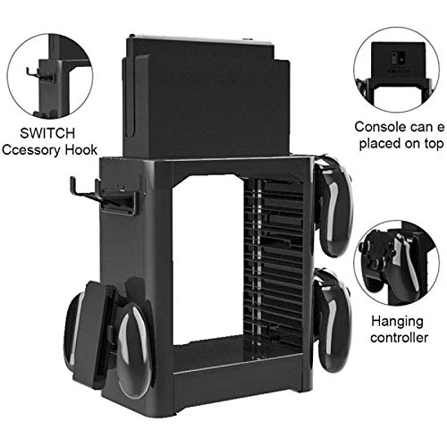 HaiQianXin Soporte de Almacenamiento de Juegos de la Torre de Almacenamiento de Juegos multifunción Soporte de Estante para Nintendo Switch Disc Console Controlador de Host