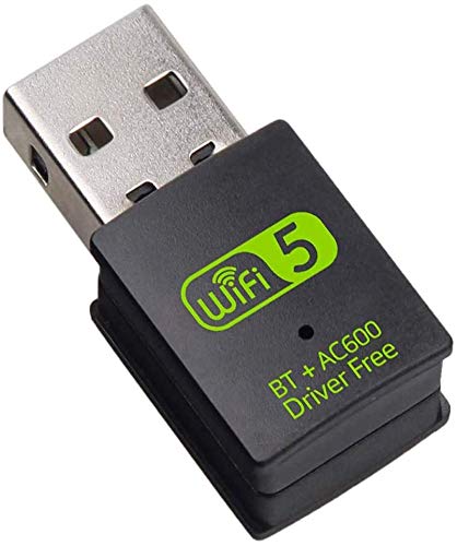 HAL WiFi Adaptador USB Bluetooth para PC, Dongle Inalámbrico 600 Mbps Doble Banda 2.4G/5.8G Adaptador USB Bluetooth Tarjeta de Red Receptor WiFi para Portátil Computadora de Escritorio Win10/8/8.1/7