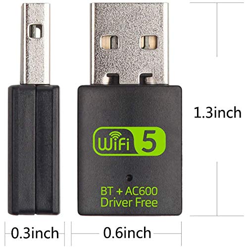 HAL WiFi Adaptador USB Bluetooth para PC, Dongle Inalámbrico 600 Mbps Doble Banda 2.4G/5.8G Adaptador USB Bluetooth Tarjeta de Red Receptor WiFi para Portátil Computadora de Escritorio Win10/8/8.1/7