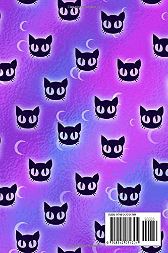 Halloween Ghost Notebook With Halloween Cats | 6 x 9 in - 120 Pages - Ruled - Black Lined Paper Journal - Back to School,