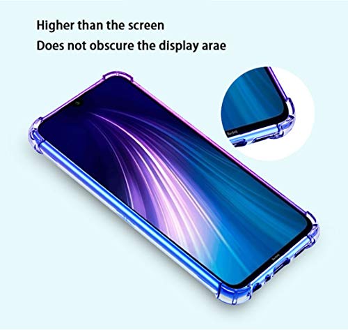 HAOYE para Xiaomi Redmi Note 8T Funda, Funda Gradiente Transparente TPU, Carcasa Cristal Ultra Slim Flexible Suave Silicona TPU Bumper, Reforzar la Cuatro Esquinas Case Cover (Morado/Azul)
