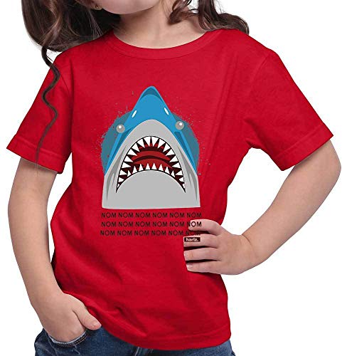 Hariz - Camiseta para niña, diseño de tiburón con animales y tarjetas de regalo rojo 128