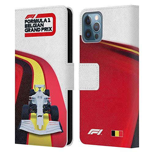 Head Case Designs Licenciado Oficialmente Formula 1 F1 Belgium Grand Prix World Championship 2 Carcasa de Cuero Tipo Libro Compatible con Apple iPhone 12 / iPhone 12 Pro
