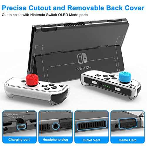 HEYSTOP Funda para Nintendo Switch OLED Accesorio Kits, Funda para Switch OLED Carcasa Funda de Transporte para Nintendo Switch OLED Model Protector de Pantalla Apretones de Pulgar, Rosa