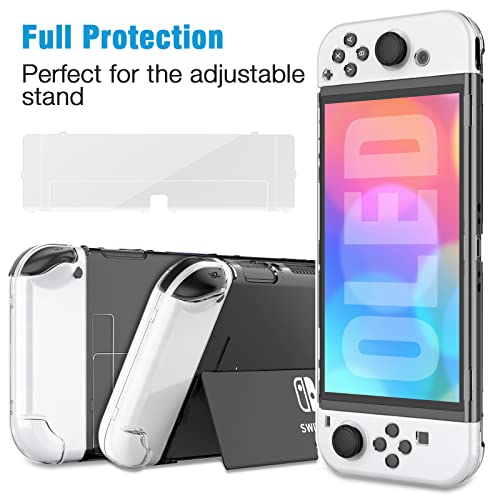 HEYSTOP Funda para Nintendo Switch OLED Modelo Accesorio Kits, Funda para Switch OLED Carcasa Funda de Transporte para Nintendo Switch OLED Protector de Pantalla Apretones de Pulgar, Rosa