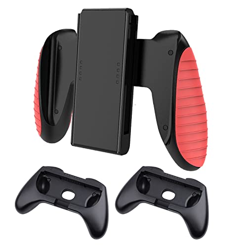 HEYSTOP Grips 3 Piezas Compatible con Switch y Switch OLED, Estuche Protector Handle Kits para Mandos Grip Set Compatible con Switch Controller, Rojo