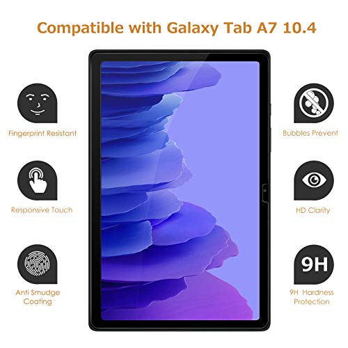 Hianjoo 2 Piezas Pantalla Protector Compatible con Samsung Galaxy Tab A7 10.4", Premium Cristal Tablet Salvapantallas Vidrio Templado para SM-T500/T505[9H Dureza][Alta Claridad][Sin Burbujas]
