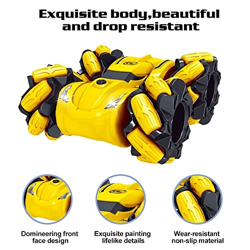 High-Speed Drift 4WD Stunt Remote Control Car Dual Battery/All Terrain RC Vehicle 45° Side Walk with Light RC Truck Boys and Girls Party Toys RC Crawlers (Blue)