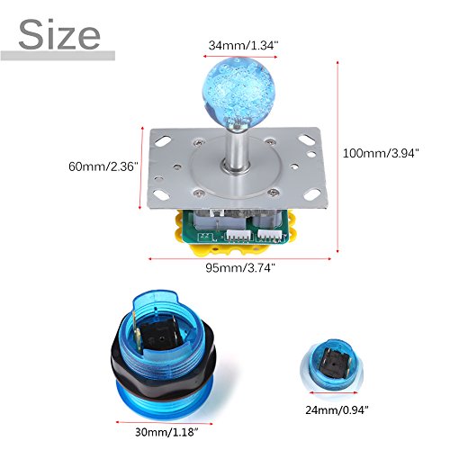 Hilitand Controlador Arcade, Joystick de Juegos USB y Botones Kit de Bricolaje con 20 Botones de Juegos de Arcade iluminados con LED de Bricolaje + 2 Joysticks + 2USB Encoder Admite Windows, Ps3.Ps4