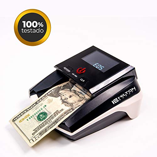 HILTON EUROPE HE360 - Detector Billetes Falsos Multidivisa Especialmente válido para Dolar USA y resto de divisas, EURO, GBP, etc.- 7 Sistemas de Detección - 100% Fiable testado Banco Central Europeo