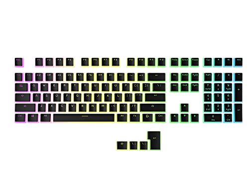 HK Gaming 108 - Juego de 108 Teclas de Doble Disparo PBT Pudding Ansi/ISO - Perfil OEM Pudding Keyset 60% / 87 TKL / 104/108 MX (Negro)