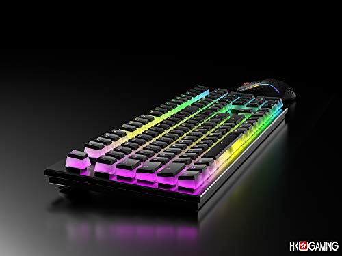 HK Gaming 108 - Juego de 108 Teclas de Doble Disparo PBT Pudding Ansi/ISO - Perfil OEM Pudding Keyset 60% / 87 TKL / 104/108 MX (Negro)