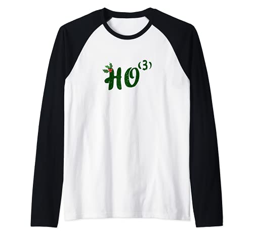 Ho Ho Ho Ho Cubed Ho3 Matemáticas Pun Funny Christmas Teacher Santa Camiseta Manga Raglan