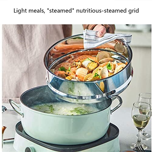 Hogar Placas De Inducción Multifunción Cocina Cocina De Inducción, Olla De Carne para Barbacoa, Control De Perilla, Olla De Cocción Al Vapor para El Hogar, Olla Multiusos (Color: Blanco) (Rojo) (Blan