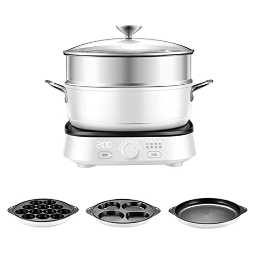 Hogar Placas De Inducción Multifunción Cocina Cocina De Inducción, Olla De Carne para Barbacoa, Control De Perilla, Olla De Cocción Al Vapor para El Hogar, Olla Multiusos (Color: Blanco) (Rojo) (Blan