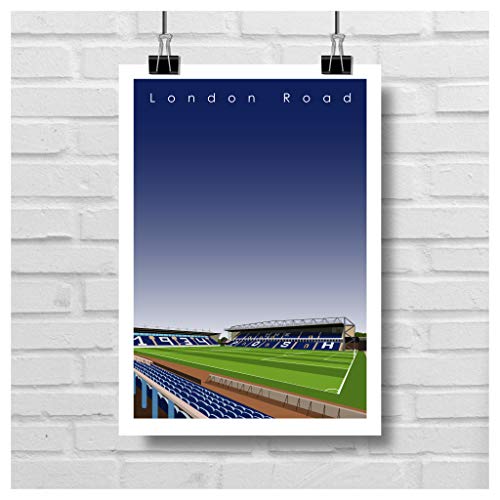 Home.Ground.Prints - Impresión artística para pared, diseño gráfico del estadio de fútbol - Peterborough United FC "London Road"