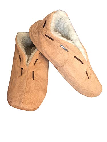 HomeOfSocks Pantuflas para hombre y mujer, 100 % ante, talla 25 – 50, color beige natural, recomendación: pedir 2 talla más grande, color Beige, talla 39 EU