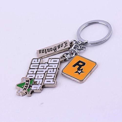 HOSMENDFOE Elegante Llaveros Llavero Juego 5 Grand Theft Auto Llavero Llavero for los Ventiladores de los Hombres Carta de Grand Theft AutoB Llave Clave de Hebillas Regalos para Amigos (Color : D)