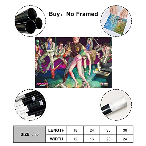 Hotline - Póster de Miami con portada de juego, 1 póster de lona para dormitorio, decoración deportiva, paisaje, oficina, habitación, regalo, estilo Unframe-style116 x 24 pulgadas (40 x 60 cm)