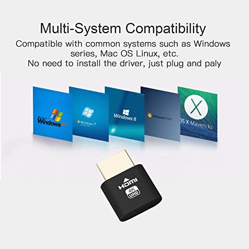 HotTopStar 4K HDMI Dummy Plug, Virtual Display Adapter, Headless Displayport Emulator, Crypto Mining Simulator, adaptador de pantalla Ghost de alta resolución para ETH ZEC BTC Mining-6 Pack