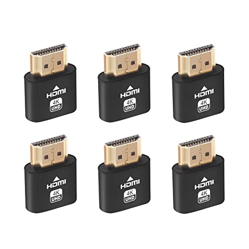 HotTopStar 4K HDMI Dummy Plug, Virtual Display Adapter, Headless Displayport Emulator, Crypto Mining Simulator, adaptador de pantalla Ghost de alta resolución para ETH ZEC BTC Mining-6 Pack