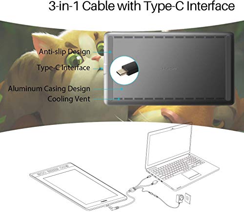 HUION Kamvas Pro 13 Tableta Gráfica con Pantalla, 120% sRGB, Monitor de Dibujo Laminado Completo, Pantalla de Lápiz Full HD de 13,3 Pulgadas y Lápiz Digital Preciso para Diseño Digital, con Soporte