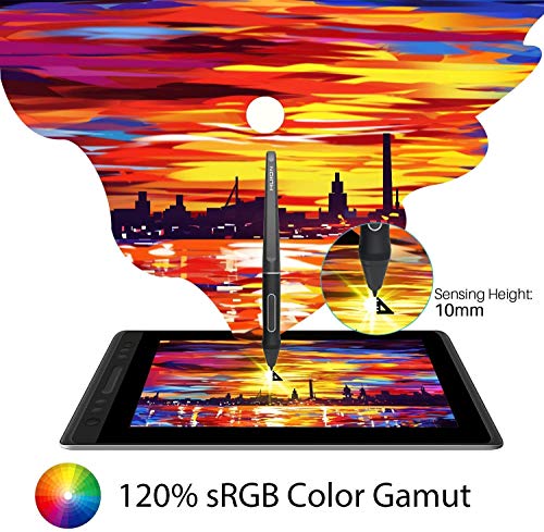 HUION Kamvas Pro 13 Tableta Gráfica con Pantalla, 120% sRGB, Monitor de Dibujo Laminado Completo, Pantalla de Lápiz Full HD de 13,3 Pulgadas y Lápiz Digital Preciso para Diseño Digital, con Soporte