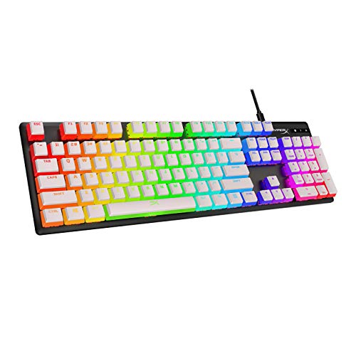 HyperX Hx-Kb7Aqx-Us Alloy Origins Core + Teclas Pudding Keycaps - Conjunto Completo De Teclas - Pbt - {Blanco} - Diseño Inglés (EE; UU.) - 104 Teclas, Retroiluminado, Perfil OEM
