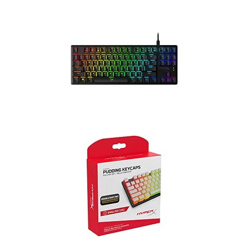 HyperX Hx-Kb7Aqx-Us Alloy Origins Core + Teclas Pudding Keycaps - Conjunto Completo De Teclas - Pbt - {Blanco} - Diseño Inglés (EE; UU.) - 104 Teclas, Retroiluminado, Perfil OEM