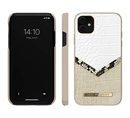 IDEAL OF SWEDEN Atelier - Funda de piel sintética para iPhone 11/XR (forro de microfibra compatible con cargador Qi), color crema