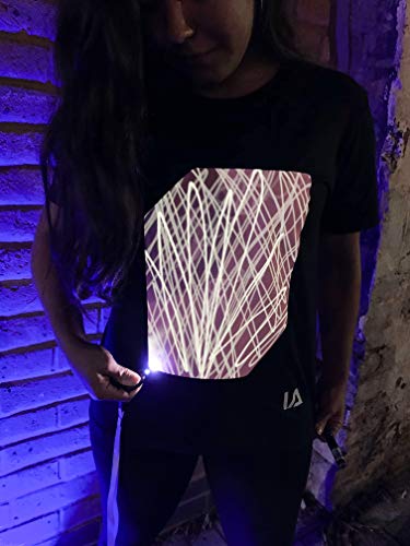 Illuminated Apparel Camiseta con diseño Interactivo con luz Que Brilla en la Oscuridad (Negro/Rosa, M)