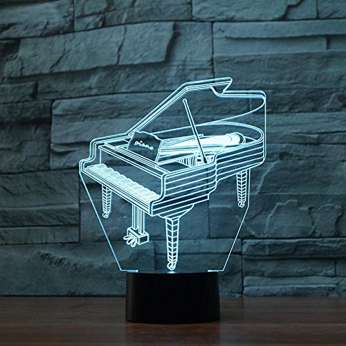 Impresión 3D LED Piano Light Touch Switch Led Dormitorio Lámpara de noche Novedad Luz para bebés Niños Niños Navidad Decoración del hogar-16_Color_With_Remote