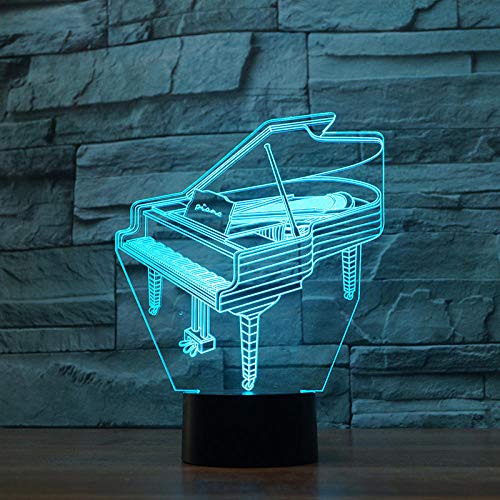 Impresión 3D LED Piano Light Touch Switch Led Dormitorio Lámpara de noche Novedad Luz para bebés Niños Niños Navidad Decoración del hogar-16_Color_With_Remote