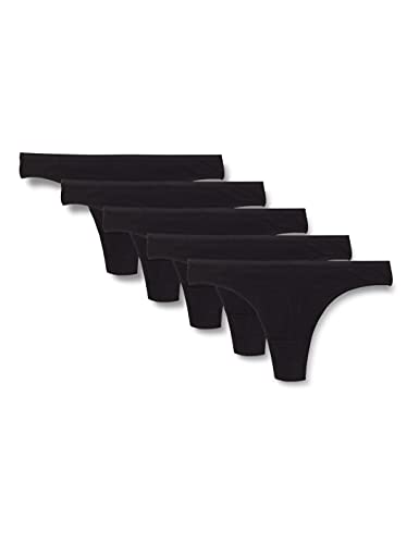 Iris & Lilly BELD001M5 Thong, Black, XS, Pack of 5