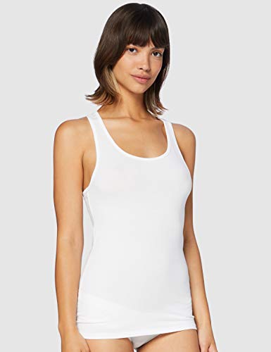 Iris & Lilly Camiseta de Tirantes de Algodón Mujer, Pack de 3, Multicolor (negro/blanco/gris)., L, Label: L