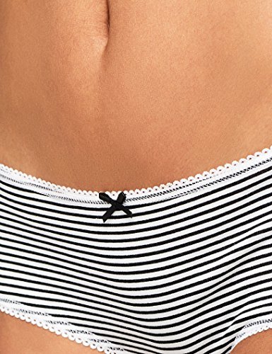 IRIS & LILLY Culotte de Tiro Bajo en Algodón para Mujer, Pack de 3 Multicolor (Grey Melange Bc), Small