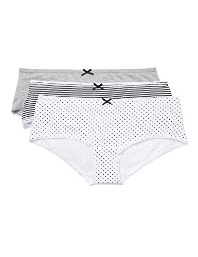 IRIS & LILLY Culotte de Tiro Bajo en Algodón para Mujer, Pack de 3 Multicolor (Grey Melange Bc), Small